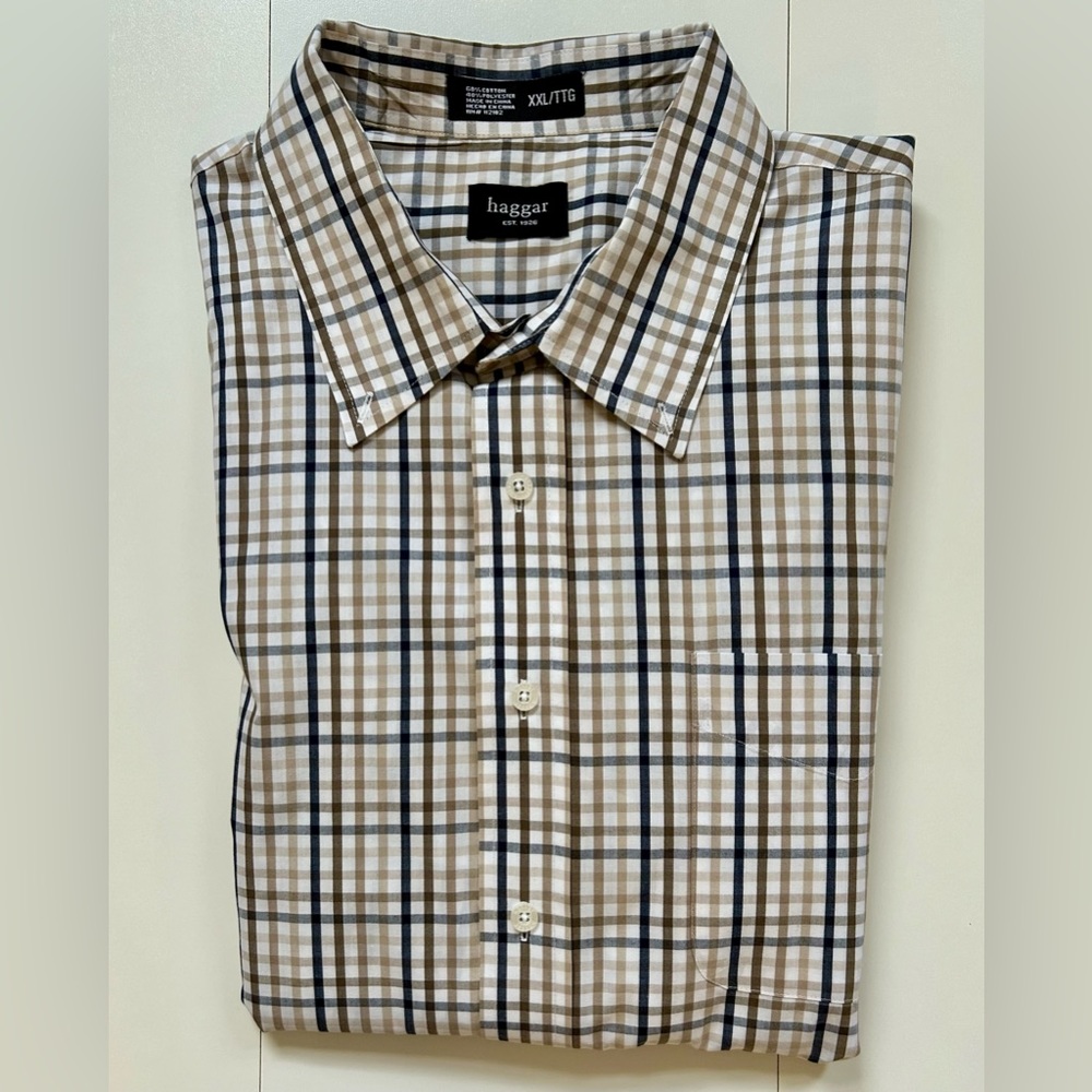 HAGGAR DRESS SHORT SLEEVE SHIRT XXL